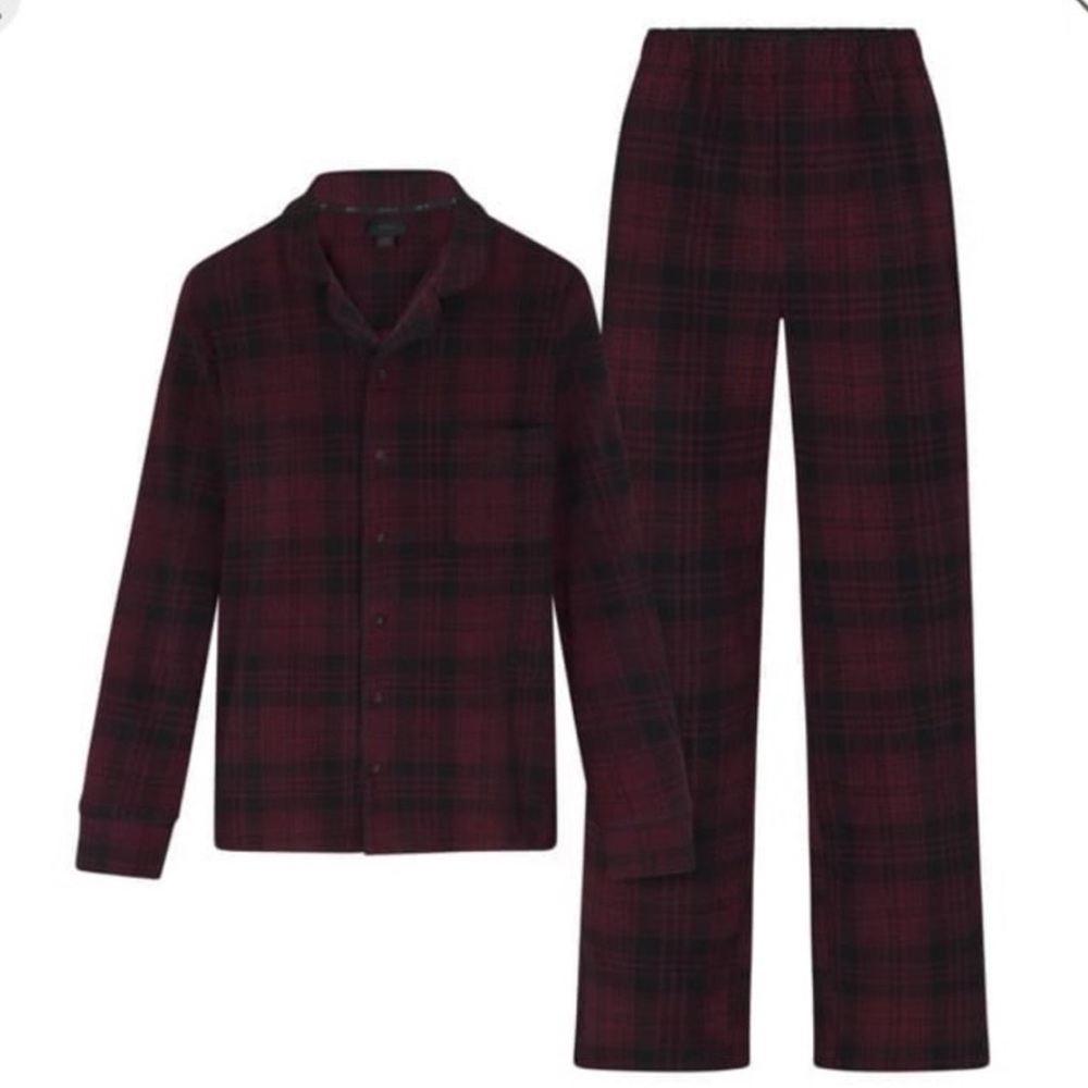 🖤❣️ SKIMS Women’s/Unisex Dark Red/Burgundy & Black Plaid PJ/PAJAMA SET Large NWT